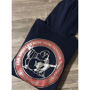 True‎ Religion NWT Men's Metallic City Buddha Zip Hoodie Size XL Dress Blue